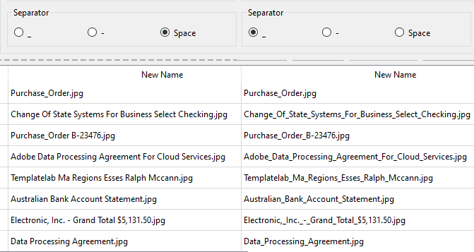 Screenshot of formatting options